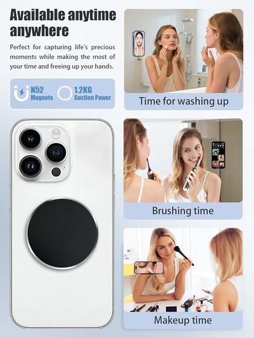 Magsafe Wall Mount, Magnetic Phone Holder with Trackless Adhesive, Compatible with Magsafe 12-17 All Series, Strong Magnets for Gym, Hands-Free Mirror Shower and Make-up (Black) in Saudi Arabia