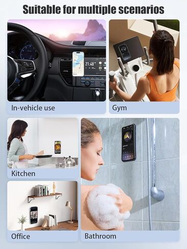 Magsafe Wall Mount, Magnetic Phone Holder with Trackless Adhesive, Compatible with Magsafe 12-17 All Series, Strong Magnets for Gym, Hands-Free Mirror Shower and Make-up (Black) in Saudi Arabia