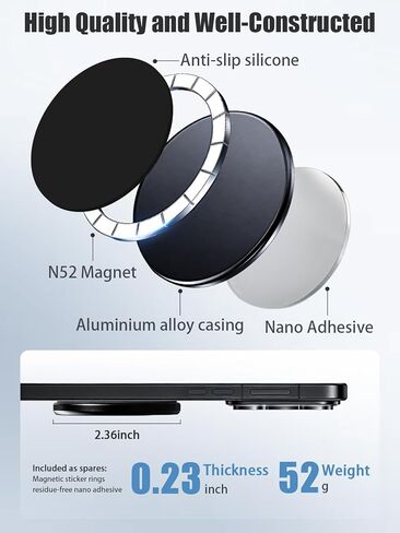 Magsafe Wall Mount, Magnetic Phone Holder with Trackless Adhesive, Compatible with Magsafe 12-17 All Series, Strong Magnets for Gym, Hands-Free Mirror Shower and Make-up (Black) in Saudi Arabia