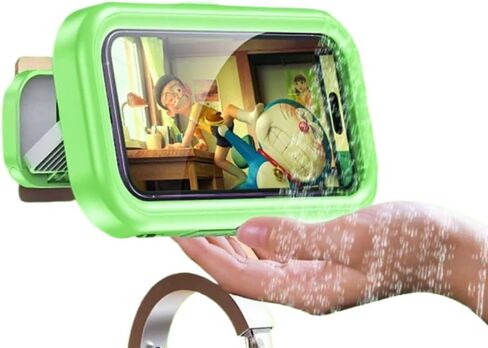 Upgraded Universal Shower Phone Holder - 360° Rotatable & Extendable Waterproof Phone Case Mount with Suction Cup & Adhesive, Anti-Fog Clear Cover for iPhone, Most Phones Up to 7 Inch (White) in Kuwait