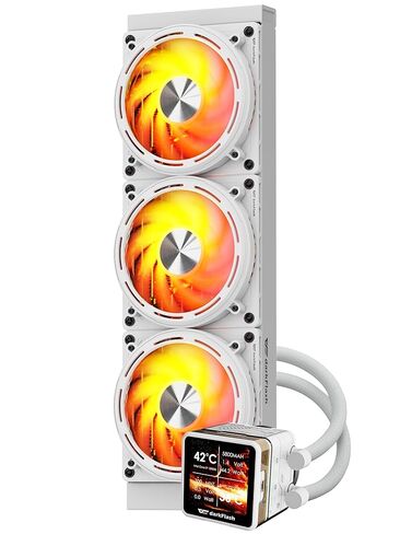 darkFlash DE360 AIO CPU Cooler ARGB Liquid Cooler, 360mm Water Cooling 3X 120mm PWM Fans Low-Noise, 2.88"IPS LCD Display for Images, High-Performance Pump, AMD AM5/AM4, Intel LGA1851/1700/1200,Black in Kuwait
