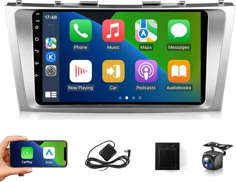 4G+64G Android Car Play Stereo لسيارة Toyota Camry 2006 إلى 2011 راديو Apple CarPlay Android Auto، شاشة لمس 9 بوصات لـ Camry GPS Navi 5G WiFi FM RDS DSP HiFi Mirrorlink Camera SWC (Fit J.B.L) in Kuwait