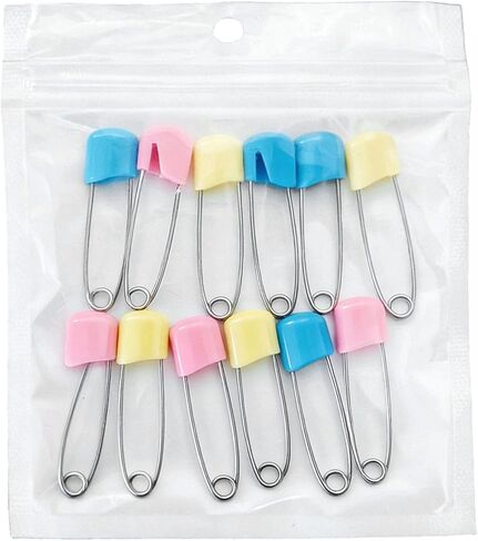 AUNMAS 12pcs Safety Pins, Secure Locking Heavy Duty Rustproof Stainless Steel Diaper Pins Plastic Head for Cloth Diapers Crafting (Small Size) in Saudi Arabia