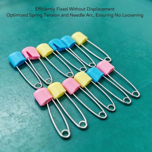 AUNMAS 12pcs Safety Pins, Secure Locking Heavy Duty Rustproof Stainless Steel Diaper Pins Plastic Head for Cloth Diapers Crafting (Small Size) in Saudi Arabia