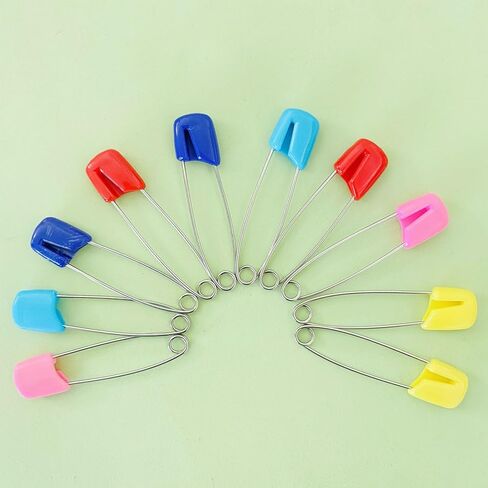 AUNMAS 12pcs Safety Pins, Secure Locking Heavy Duty Rustproof Stainless Steel Diaper Pins Plastic Head for Cloth Diapers Crafting (Small Size) in Saudi Arabia