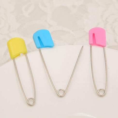 AUNMAS 12pcs Safety Pins, Secure Locking Heavy Duty Rustproof Stainless Steel Diaper Pins Plastic Head for Cloth Diapers Crafting (Small Size) in Saudi Arabia