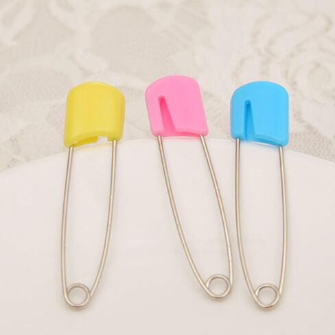 AUNMAS 12pcs Safety Pins, Secure Locking Heavy Duty Rustproof Stainless Steel Diaper Pins Plastic Head for Cloth Diapers Crafting (Small Size) in Saudi Arabia