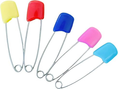 10pcs Cloth Diaper Safety Pins Small Toddler Safety Pins, Diaper for Cloth Diapers with Optimized Spring Tension and Stainless Steel Curved Needle with Plastic Head Suitable (Large) in Saudi Arabia