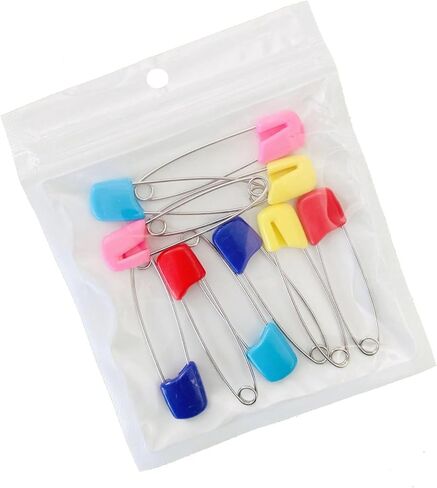 10pcs Cloth Diaper Safety Pins Small Toddler Safety Pins, Diaper for Cloth Diapers with Optimized Spring Tension and Stainless Steel Curved Needle with Plastic Head Suitable (Large) in Saudi Arabia