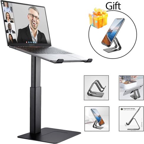 Laptop Stand for Desk, Ergonomic Sitting and Standing Laptop Riser for Notebook MacBook 11-17 Inches，DJ Laptop Stand Adjustable Height from 7-15 Inches Aluminum(Black) in Saudi Arabia