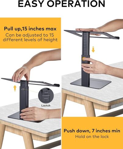 Laptop Stand for Desk, Ergonomic Sitting and Standing Laptop Riser for Notebook MacBook 11-17 Inches，DJ Laptop Stand Adjustable Height from 7-15 Inches Aluminum(Black) in Saudi Arabia