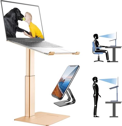 Laptop Stand for Desk, Ergonomic Sitting and Standing Laptop Riser for Notebook MacBook 11-17 Inches，DJ Laptop Stand Adjustable Height from 7-15 Inches Aluminum(Black) in Saudi Arabia