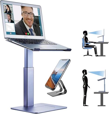 Laptop Stand for Desk, Ergonomic Sitting and Standing Laptop Riser for Notebook MacBook 11-17 Inches，DJ Laptop Stand Adjustable Height from 7-15 Inches Aluminum(Black) in Saudi Arabia