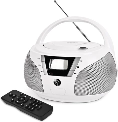 مشغل أقراص مضغوطة محمول مع بلوتوث، راديو FM، تشغيل USB، صوت ستيريو، جهاز تحكم عن بعد، نظام موسيقى ستيريو منزلي لكبار السن والتجمعات العائلية (أسود) in Kuwait