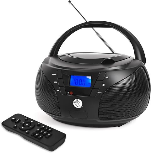Portable CD Player Boombox with Bluetooth, FM Radio, USB Playback, Stereo Sound, Remote Control, Home Stereo Music System for Seniors and Family Gatherings (Black) in Saudi Arabia