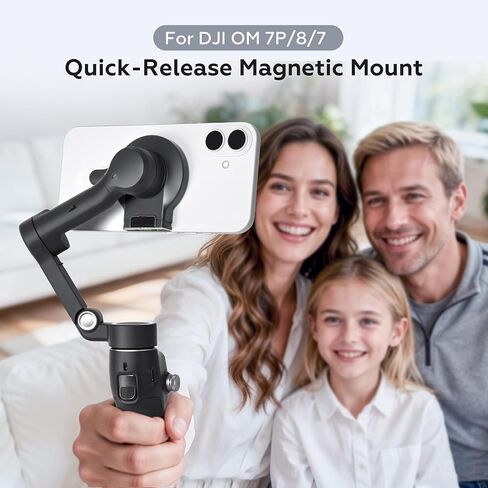 حامل مغناطيسي OM لجهاز DJI Osmo Mobile 8/7P/7 مثبت جيمبال، حامل مغناطيسي مزدوج الجوانب سريع الفك قابل للسحب لهاتف MagSafe متوافق مع وحدة التتبع متعددة الوظائف OM in Saudi Arabia