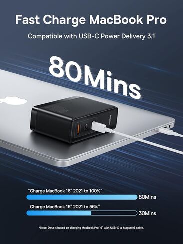 شاحن حائط USB C بقدرة 140 وات من Baseus PD 3.1 مع كابل USB C إلى C بطول 3.3 قدم، وشاحن GaN5 ثلاثي المنافذ لأجهزة الكمبيوتر المحمولة، وiPad Pro، وiPhone 15/Pro/14/13 Series، وGalaxy S23/S22، وMacBook Pro 16 بوصة، وSteam Deck، أسود in Saudi Arabia