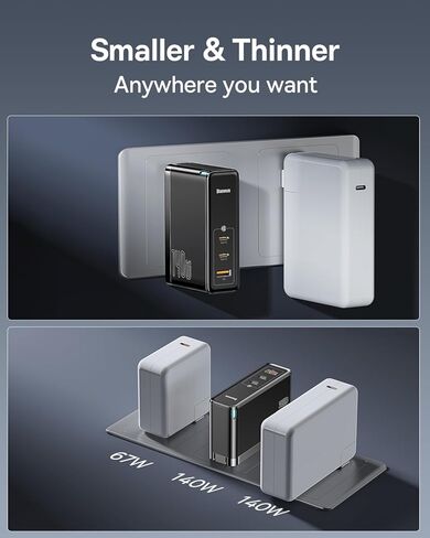 شاحن حائط USB C بقدرة 140 وات من Baseus PD 3.1 مع كابل USB C إلى C بطول 3.3 قدم، وشاحن GaN5 ثلاثي المنافذ لأجهزة الكمبيوتر المحمولة، وiPad Pro، وiPhone 15/Pro/14/13 Series، وGalaxy S23/S22، وMacBook Pro 16 بوصة، وSteam Deck، أسود in Saudi Arabia