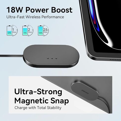شاحن لاسلكي مغناطيسي لجهاز iPad Pro 12.9 (3rd/4th/5th/6th) وiPad Air 13 (M2/M3) فقط، شاحن موصل ذكي للشحن السريع بقدرة 18 وات، لوحة شحن لاسلكية مع كابل USB-C بطول 6.56 قدم in Kuwait