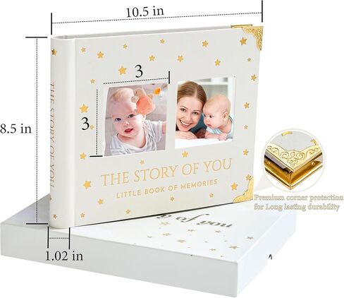 Book Keepsake, Baby Memory Book From Pre-Birth to 5th Year, with 2 Photo Pockets, Milestone Stickers, Hand/Footprint Inkpad, Information Card, Baby Album and Memory Book for Girls or Boys in Saudi Arabia