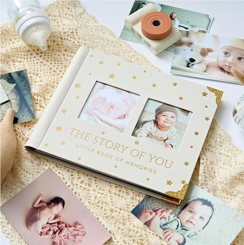 Book Keepsake, Baby Memory Book From Pre-Birth to 5th Year, with 2 Photo Pockets, Milestone Stickers, Hand/Footprint Inkpad, Information Card, Baby Album and Memory Book for Girls or Boys in Saudi Arabia