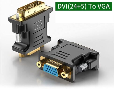 Zuya DVI to VGA Adapter,1080P DVI-I Male 24+5 Pin to VGA Female Converter HD Video Graphics Card Adapter for PC HDTV Projector in Saudi Arabia