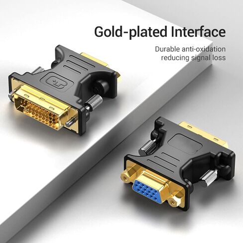 Zuya DVI to VGA Adapter,1080P DVI-I Male 24+5 Pin to VGA Female Converter HD Video Graphics Card Adapter for PC HDTV Projector in Saudi Arabia