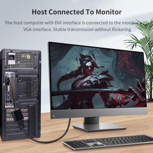 Zuya DVI to VGA Adapter,1080P DVI-I Male 24+5 Pin to VGA Female Converter HD Video Graphics Card Adapter for PC HDTV Projector in Saudi Arabia