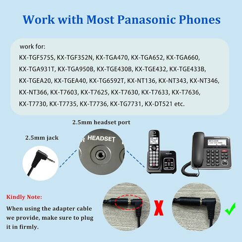 Callez Cordless Phone Headset with Noise Cancelling Mic & Volume Controls, 2.5mm Telephone Headphone Compatible with Panasonic VTech AT&T Cisco SPA Uniden RCA Dect Phones for Call Center Office Home in Saudi Arabia