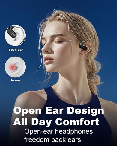 Wantek Open-Ear Air Conduction Earbuds, Bluetooth 5.4 Sports Headphones 50H Playtime, IPX55 Sweatproof with Mic, Stereo Bass for Running Workout in Saudi Arabia