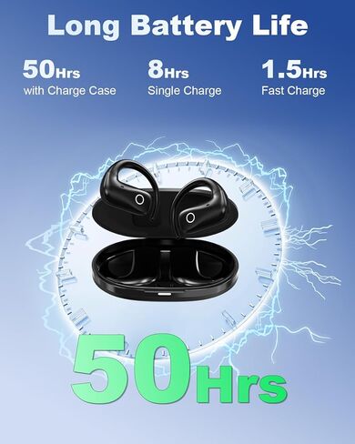 Wantek Open-Ear Air Conduction Earbuds, Bluetooth 5.4 Sports Headphones 50H Playtime, IPX55 Sweatproof with Mic, Stereo Bass for Running Workout in Saudi Arabia