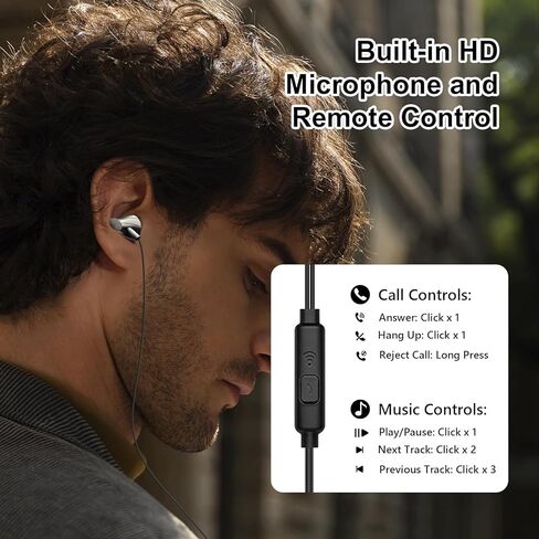 Wired Earphones with Microphone, Hi-Fi in-Ear Headphones, Noise-Isolating Earbuds, 3.5mm Jack for Phone, Laptop & Tablet (Black) in Saudi Arabia