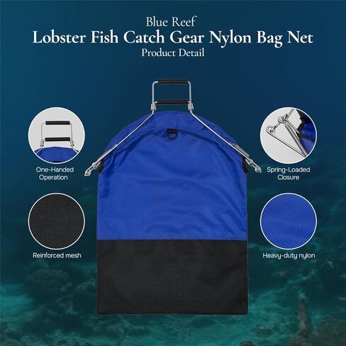 Lobster Fish Catch Gear Nylon Bag Net with Squeeze Open Handle in Kuwait