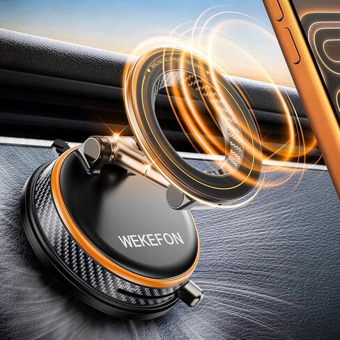 حامل هاتف سيارة مطور لـ Magsafe [كوب شفط 120LBS ومغناطيس 3000gf] حامل هاتف مغناطيسي مفرغ 1100 درجة قابل للتعديل لسيارتك، دعامة تثبيت على لوحة القيادة لهواتف iPhone وAndroid، ألياف الكربون in Kuwait