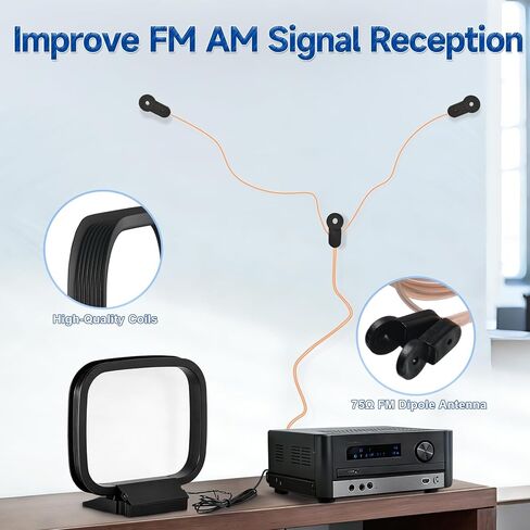 FM Radio Dipole Antenna Indoor AM Loop Antenna 75 Ohm FM Antennas for Yamaha Marantz Pioneer Onkyo Indoor Bluetooth Home Stereo Receiver AV Audio Video Home Theater Receiver Tuner in Saudi Arabia