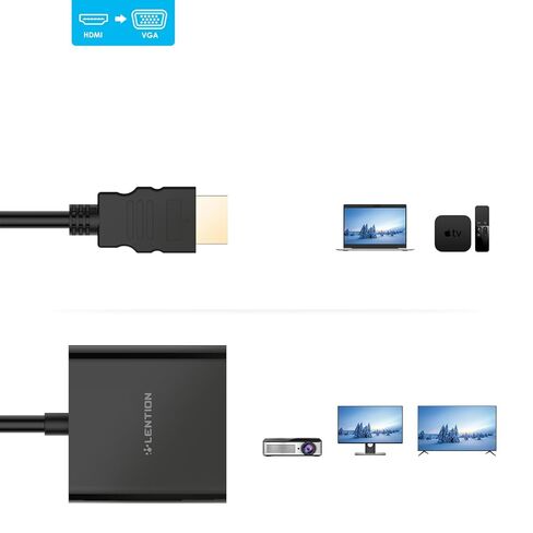 محول فيديو HDMI إلى VGA نشط، محول كابل HDMI رقمي AV إلى VGA تناظري 1080P، أسود in Saudi Arabia