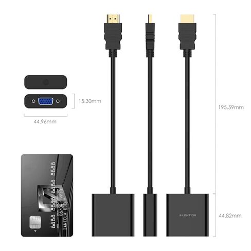 محول فيديو HDMI إلى VGA نشط، محول كابل HDMI رقمي AV إلى VGA تناظري 1080P، أسود in Saudi Arabia