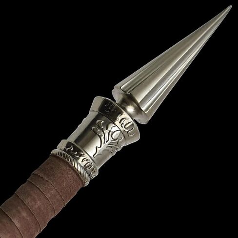 KIT RAE Allaxdrow Spear - شفرات من الفولاذ المقاوم للصدأ، عمود فولاذي أسود، مقبض ملفوف بالجلد، تركيبات معدنية، أرقام تسلسلية، شهادة الأصالة - يجب اقتناؤها لهواة التجميع - الطول 69 1/2 بوصة in Saudi Arabia