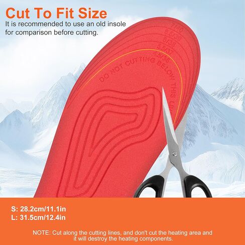 Heated Insoles with 5000mAh Battery, Foot Warmers Rechargeable with 4 Heating Levels, Full Foot Heating, Cut-to-Fit, Electric Heated Insoles for Men and Women in Saudi Arabia