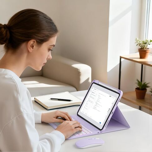 حافظة لجهاز iPad Air مقاس 11 بوصة مع لوحة مفاتيح M3/M2 (2025/2024)، وماوس ولوحة مفاتيح لاسلكية قابلة للفصل، وإضاءة خلفية بـ 7 ألوان، وحافظة رفيعة مع حامل أقلام، أرجواني in Kuwait