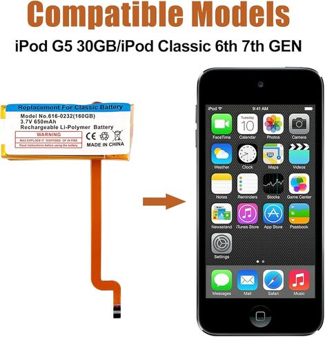 Duotipa Replacement Battery 616-0232 Compatible with iPod 5th 6th 7th Generation Video Classic Battery with Repair Tools Kit in Saudi Arabia