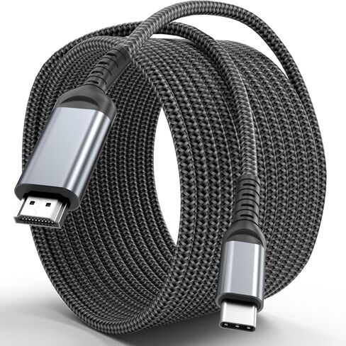 USB C to HDMI 15 Feet Cable 4K, Anti-Interference Gold-Plated Plugs, Aluminum Type-C to HDMI Cord, Thunderbolt 3 & 4 Compatible for MacBook, iMac, iPad Pro, Galaxy, Surface, Dell, HP in Kuwait
