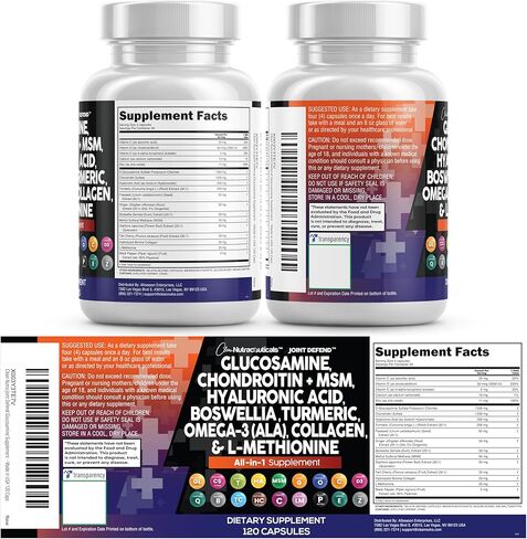 Clean Nutraceuticals Glucosamine Chondroitin MSM 1500mg with Turmeric Curcumin, Collagen, Hyaluronic Acid, Omega 3 – Joint Health Supplement for Men & Women – Joint Complex – 120 Count in Saudi Arabia