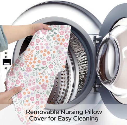 Little Grape Land Nursing Pillow for Breastfeeding, Ergonomic Feeding Pillow with Removable Cover, Baby Feeding Pillow with Hidden Zipper Guard and Supportive Breathable Filling, Floral, Upgraded in Saudi Arabia