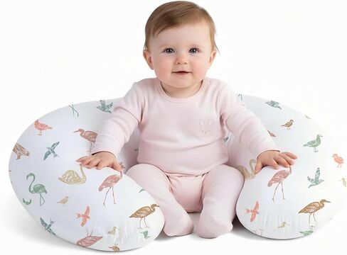 Little Grape Land Nursing Pillow for Breastfeeding, Ergonomic Feeding Pillow with Removable Cover, Baby Feeding Pillow with Hidden Zipper Guard and Supportive Breathable Filling, Floral, Upgraded in Saudi Arabia