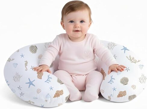 Little Grape Land Nursing Pillow for Breastfeeding, Ergonomic Feeding Pillow with Removable Cover, Baby Feeding Pillow with Hidden Zipper Guard and Supportive Breathable Filling, Floral, Upgraded in Saudi Arabia