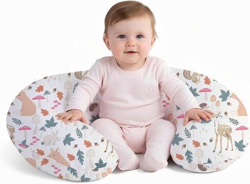 Little Grape Land Nursing Pillow for Breastfeeding, Ergonomic Feeding Pillow with Removable Cover, Baby Feeding Pillow with Hidden Zipper Guard and Supportive Breathable Filling, Floral, Upgraded in Saudi Arabia