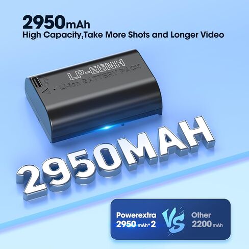 2950mAh LP-E6NH Battery 2-Pack Compatible with Canon EOS R7 R6 R5 60D 70D 80D 90D 5D 5Ds 6D 7D Mark II III IV Camer, Type-C Direct Charging Port Battery in Saudi Arabia