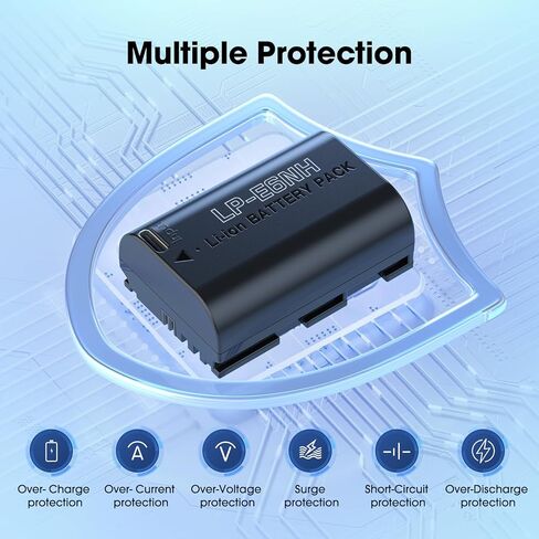 2950mAh LP-E6NH Battery 2-Pack Compatible with Canon EOS R7 R6 R5 60D 70D 80D 90D 5D 5Ds 6D 7D Mark II III IV Camer, Type-C Direct Charging Port Battery in Saudi Arabia