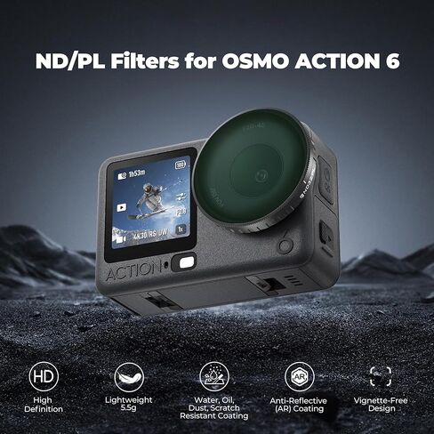 Freewell ND8/PL, ND16/PL, ND32/PL, ND64/PL and Glow Mist Filters Bundle Compatible with DJI Osmo Action 6 in Saudi Arabia